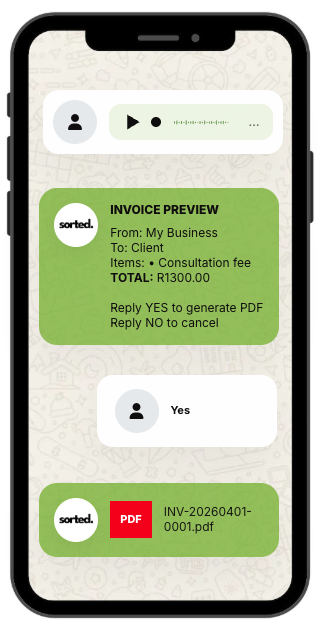 WhatsApp invoice generator